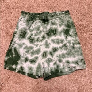 Women's Green Tie-Dye Sweat Shorts